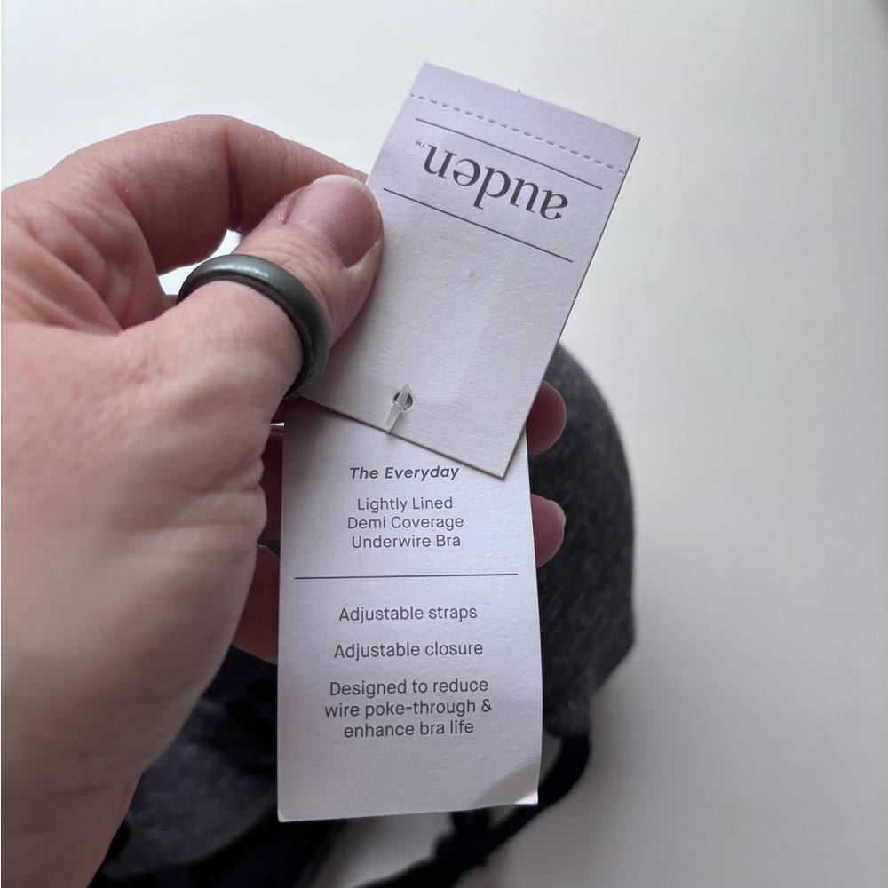 NWT Auden 38B Gray Bra Tshirt Every Day Wire free Wireless Comfy Cotton Lined - Picture 6 of 7